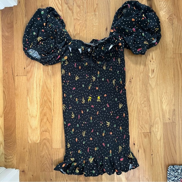 FARM Rio Tiny Fruits Smocked Black Dress - Picture 4 of 5